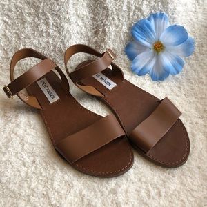 Steve Madden Womens Sandal Brown Leather 6.5